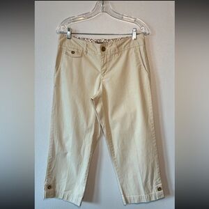 Eddie Bauer Women's Pants Size 4 Beige Cotton Mid-Rise Zip Fly Cropped Pockets